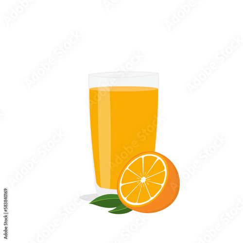 Glasses with fresh delicious orange juice in glass on white background