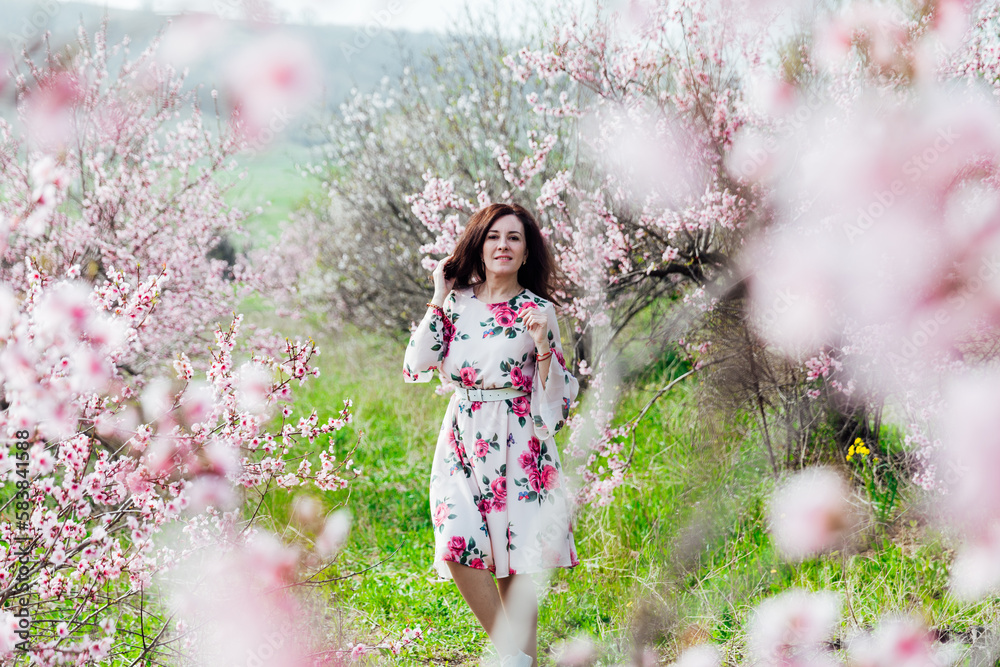 woman in peach garden rose trees nature parks walk woman in peach garden rose trees nature parks walk
