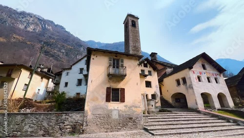 The medieval village of Prato Sornico, Val Lavizzara, Switzerland photo