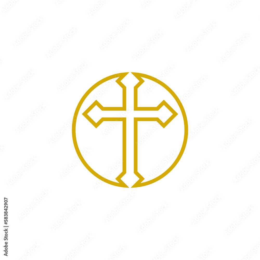 Fototapeta premium Christian cross icon isolated on transparent background