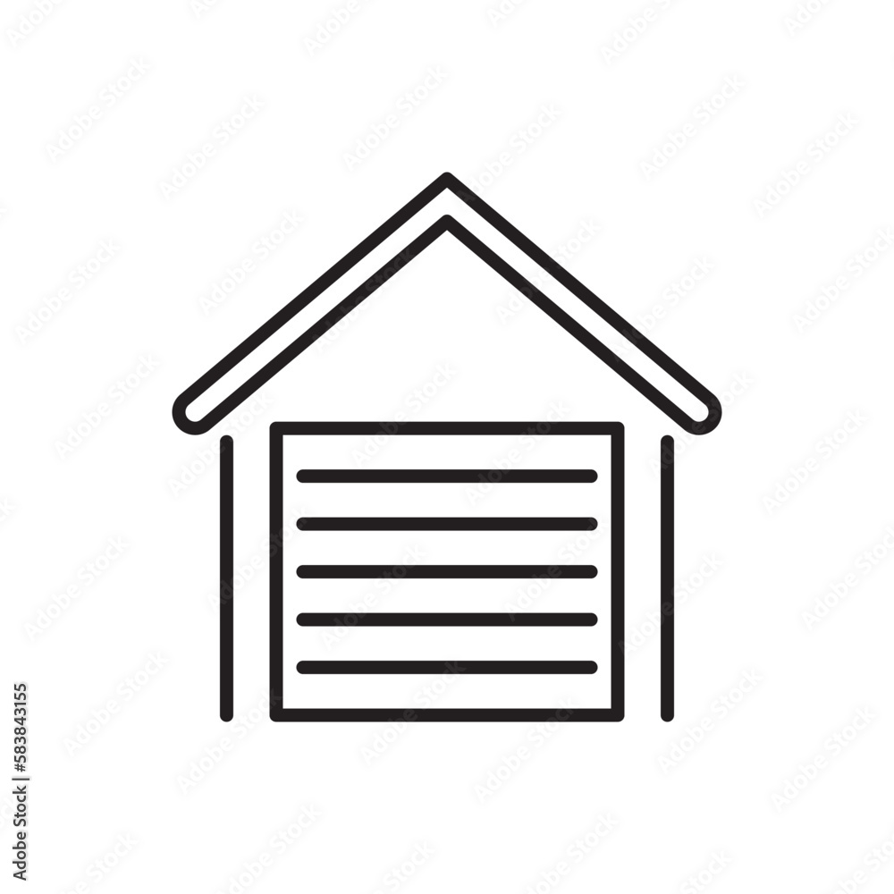 Garage line icon on white. Editable stroke Garage line icon on white. Editable stroke