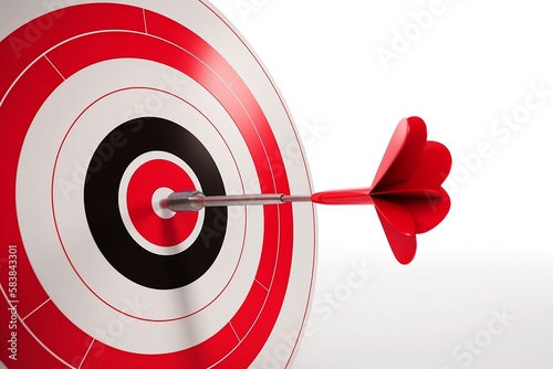 A red 3D arrow hitting a bullseye target on a white background.