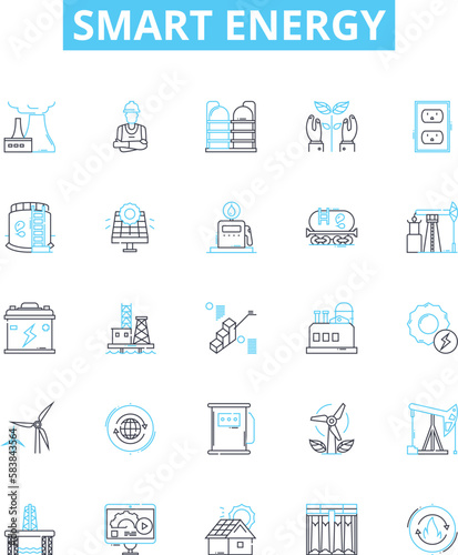 Smart Energy vector line icons set. Smart, Energy, Technologies, Metering, Saving, Automation, Efficiency illustration outline concept symbols and signs