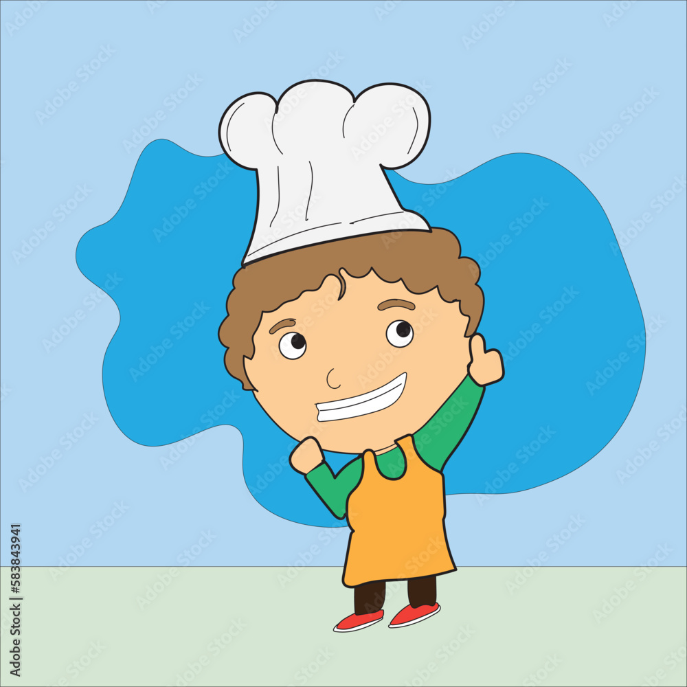 Little kid chef with confidence delicious cooking Little kid chef with confidence delicious cooking