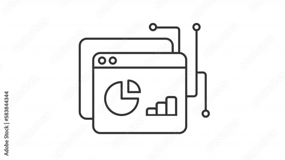 Animated data collection linear icon. Data intelligence platform. Online tools for analytics. Seamless loop HD video with alpha channel on transparent background. Outline motion graphic animation