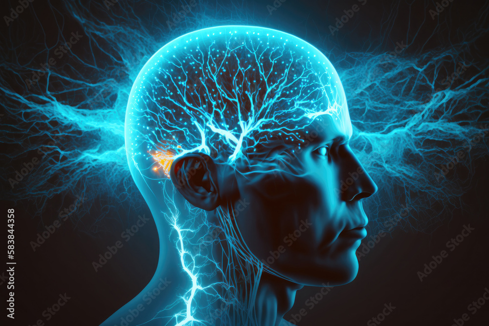 Astral body woman silhouette bust at abstract space background neural network AI generated art Astral body woman silhouette bust at abstract space background neural network AI generated art
