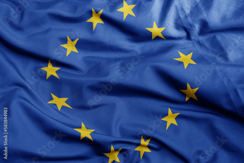 waving national flag of european union.macro shot. 3D illustration