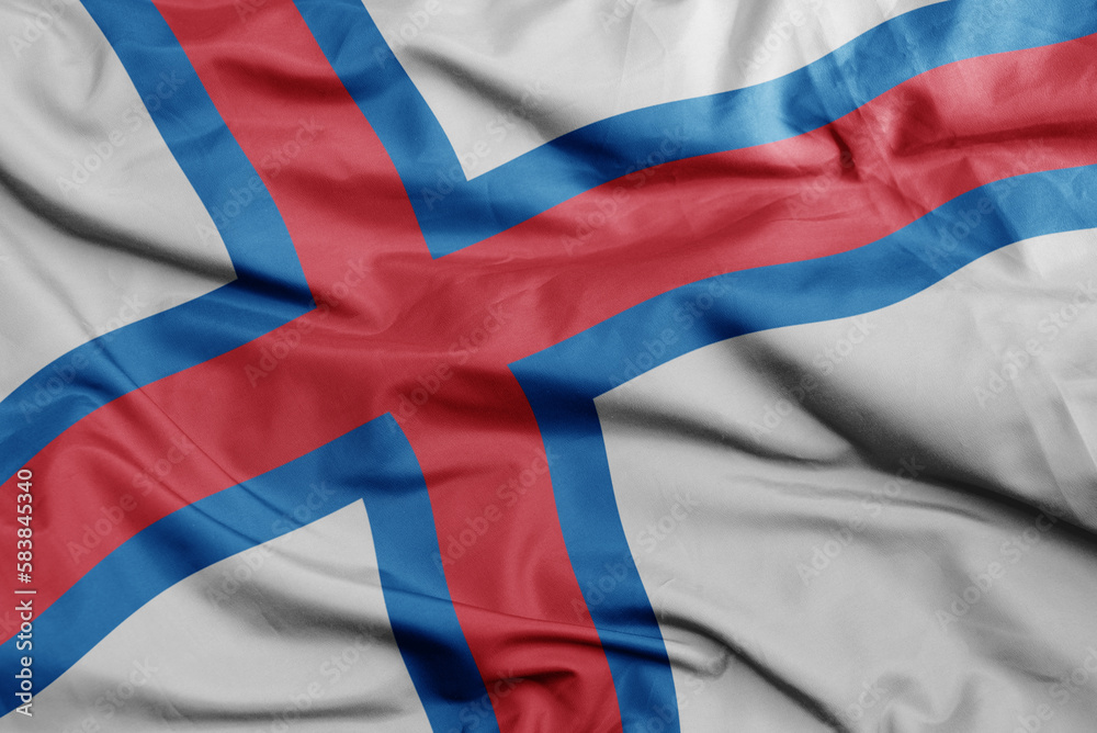 Fototapeta premium waving national flag of faroe islands .macro shot. 3D illustration