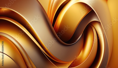 Abstract wavy gold background, created with Generative AI technology