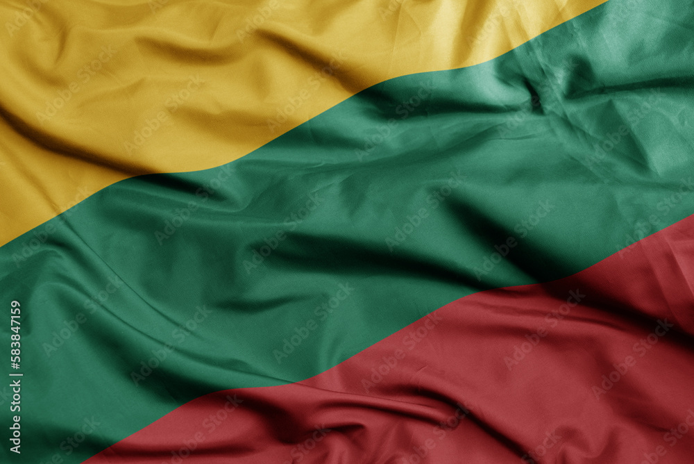 waving national flag of lithuania .macro shot. 3D illustration