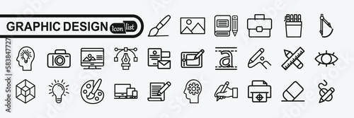 Minimal Graphic Design related icon set.

