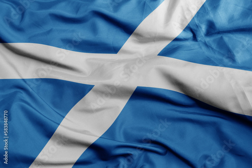 waving national flag of scotland .macro shot. 3D illustration