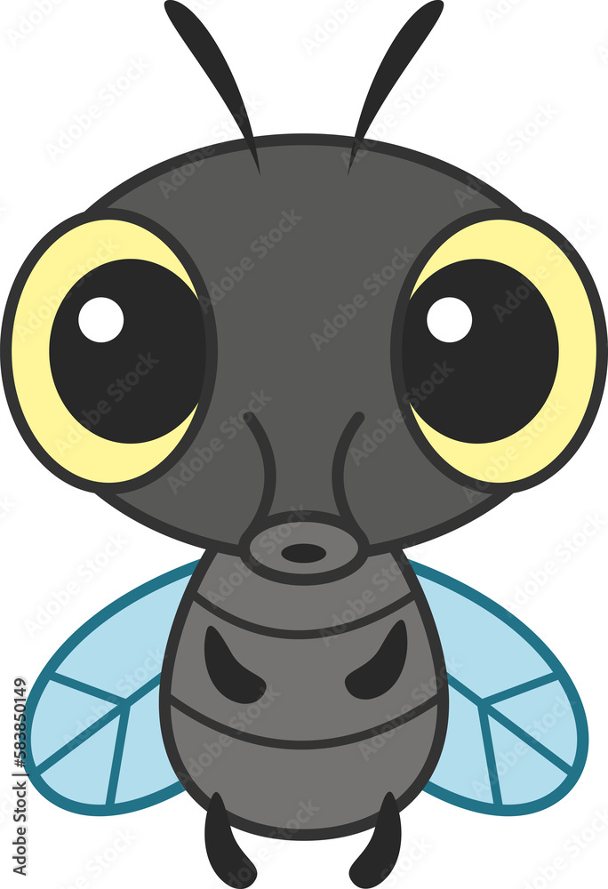 Obraz premium Doodle Fly Insect Cartoon Illustration