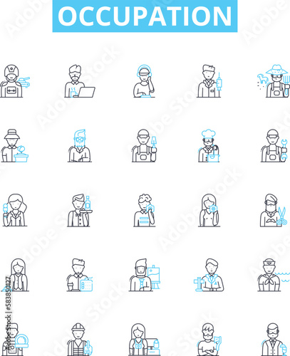 Occupation vector line icons set. Job, Work, Task, Profession, Post, Vocation, Calling illustration outline concept symbols and signs