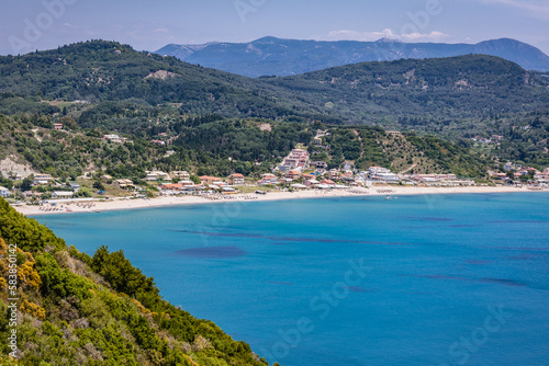 Agios Georgios village on Corfu Island, Greece - view from area of Porto Timoni beach