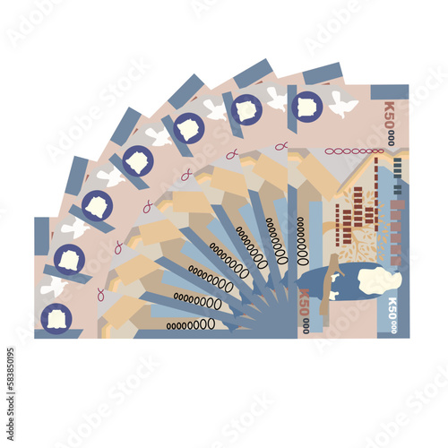 Zambian Kwacha Vector Illustration. Zimbabwe money set bundle banknotes. Paper money 50000 ZMW. Flat style. Isolated on white background. Simple minimal design.