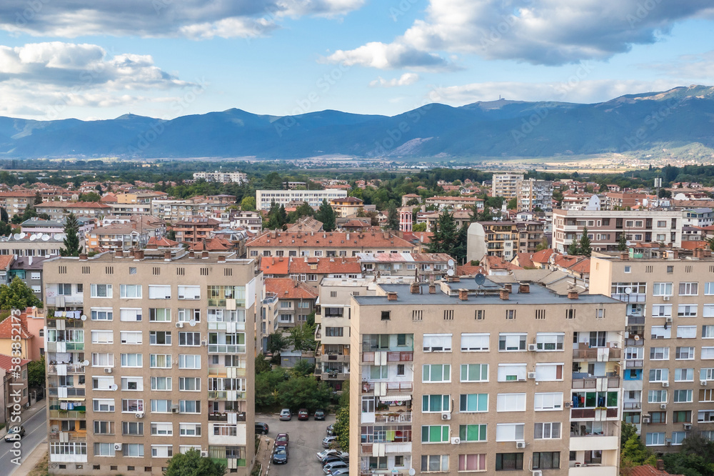 Aerial view of Kazanlak city, Bulgaria