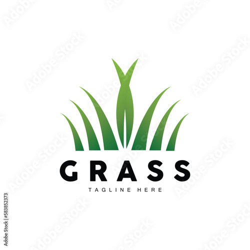 Green Grass Logo Design, Farm Landscape Illustration, Natural Scenery Vector