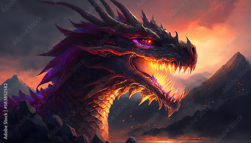 Colorful dragon. Generative AI Colorful dragon. Generative AI
