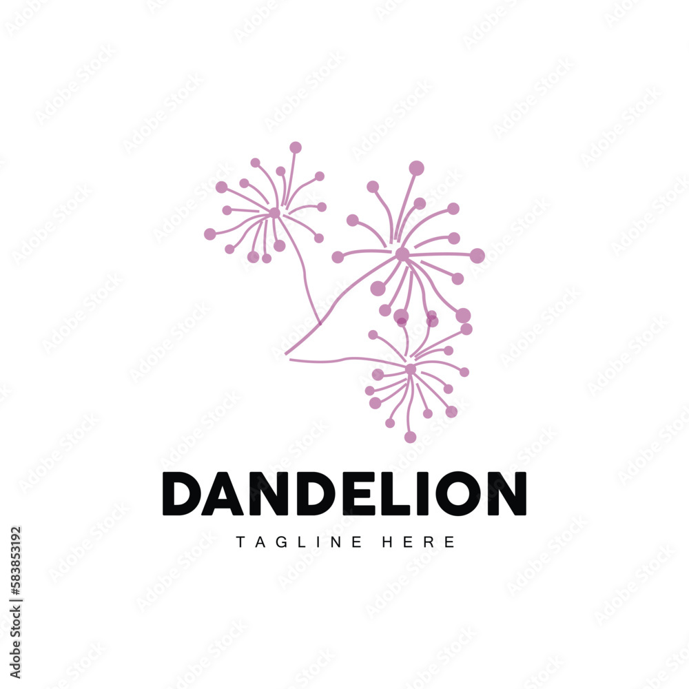 Dandelion Logo, Vector Plant Dandelion flower, Design Icon Template Dandelion Logo, Vector Plant Dandelion flower, Design Icon Template