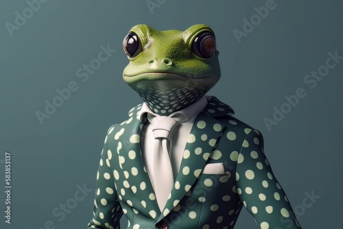 Vintage portrait of a frog with professional sack as a lawyer. Generative ai