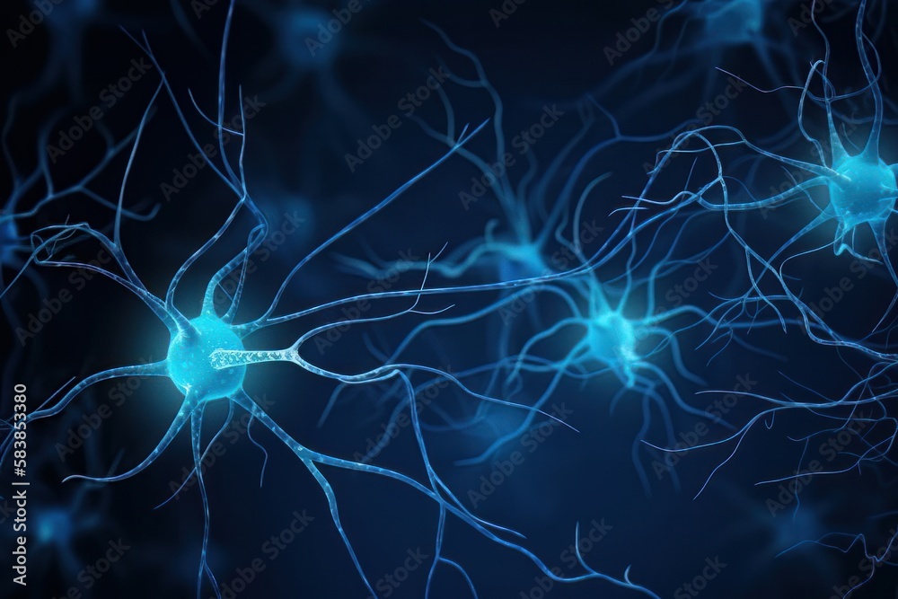 Brain system works neuron receives chemical and electrical signals background. Generative ai