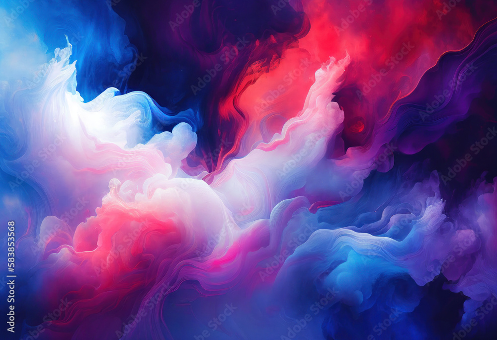 Obraz premium Red Blue Abstract Marble Texture Background, Artistic Backdrop, Generative AI