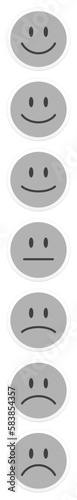 7 Graue Stimmungsgesichter Vertikal Weißer Rand Positiv zu Negativ