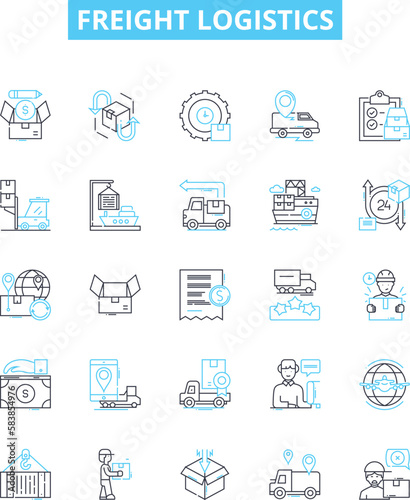 Freight logistics vector line icons set. freight  logistics  shipping  transportation  route  scheduling  delivery illustration outline concept symbols and signs