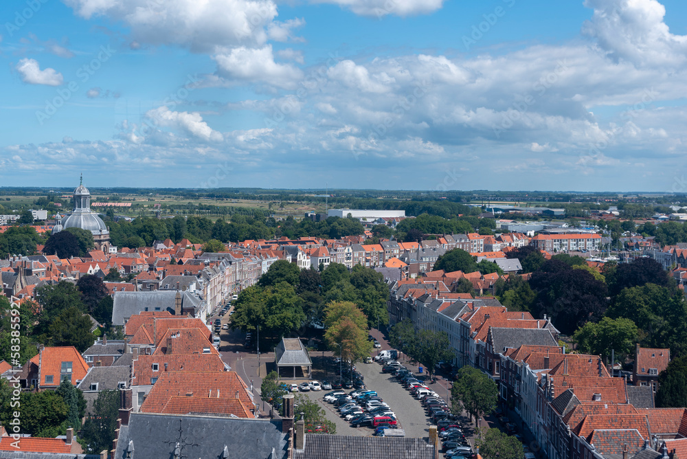 Blick vom Lange Jan in Middelburg auf die Altstadt. Provinz Zeeland in den Niederlanden