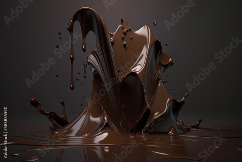 Super slow motion of hot chocolate. Generative ai