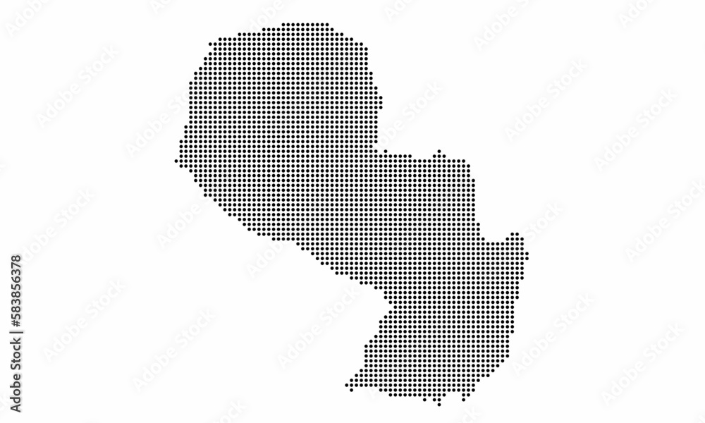 Paraguay dotted map with grunge texture in dot style. Abstract vector illustration of a country map with halftone effect for infographic. 
