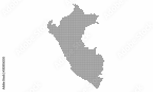 Peru dotted map with grunge texture in dot style. Abstract vector illustration of a country map with halftone effect for infographic. 