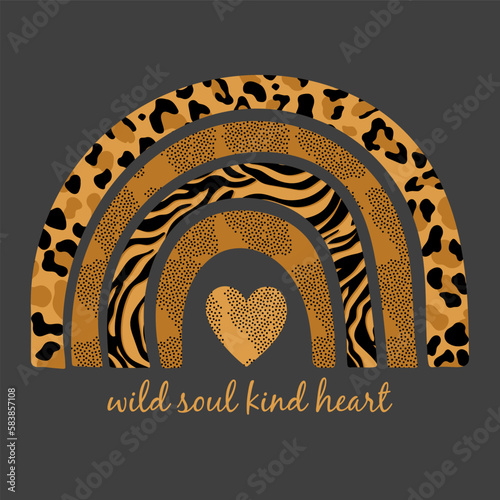 animal print in rainbow shape. For t-shirt graphic