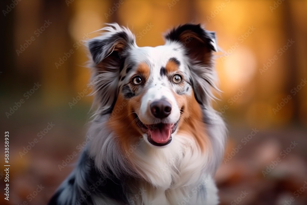 generative ai illustration of happy dog out in the nature