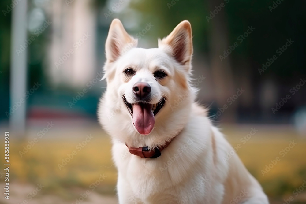 generative ai illustration of happy dog out in the nature generative ai illustration of happy dog out in the nature