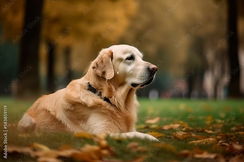 generative ai illustration of happy dog out in the nature generative ai illustration of happy dog out in the nature