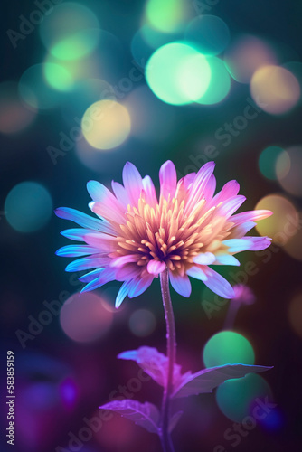 Nature's Chromatic Display: A Bokeh Flower with a Vibrant Palette - Generative Ai photo