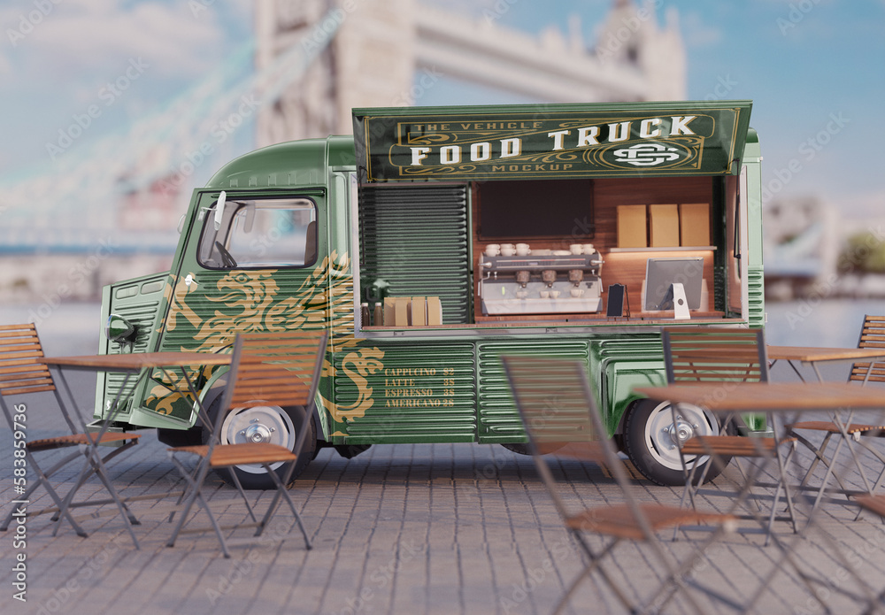 Opened Vintage Food Truck Scene Mockup Stock Template Adobe Stock — free download