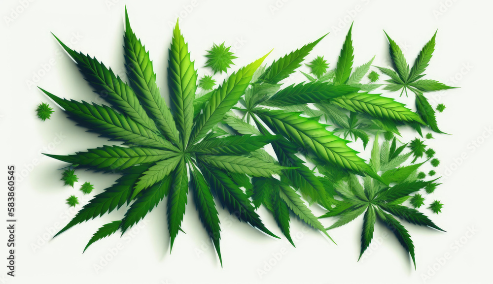 Cannabis leaves isolated on white background. Generative AI Cannabis leaves isolated on white background. Generative AI