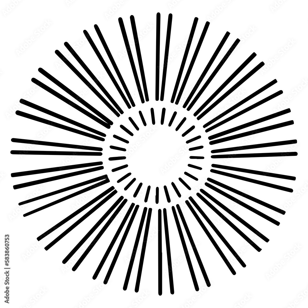 Obraz premium Sunbeam sun line art sketch PNG illustration with transparent background