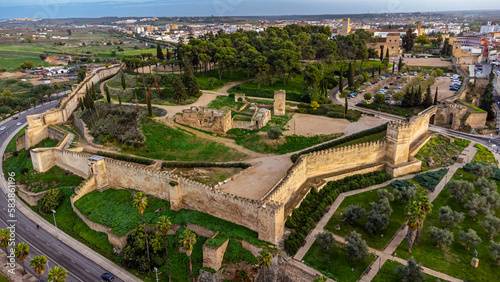 Aerial of the Alcazaba castle, Badajoz, Extremadura, Spain photo