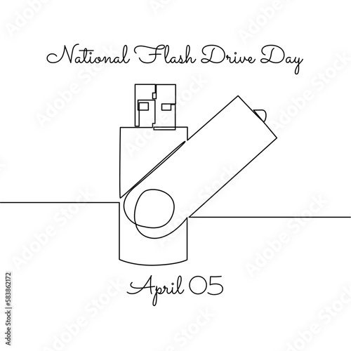single line art of national flash drive day good for national flash drive day celebrate. line art. illustration.