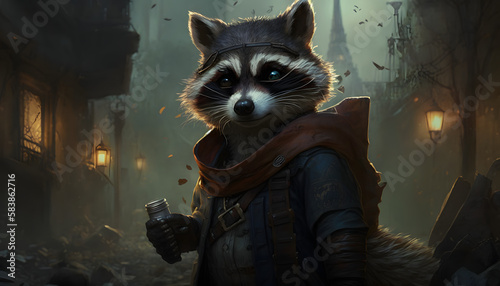 Game raccoon character. Generative AI
