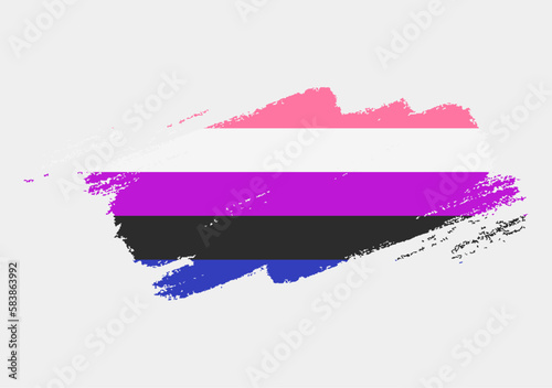 Genderfluidity Flag painted with brush on white background. LGBT rights concept. Modern pride parades poster. Vector illustration