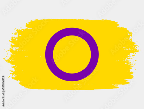 Intersex Flag painted with brush on white background. LGBT rights concept. Modern pride parades poster. Vector illustration