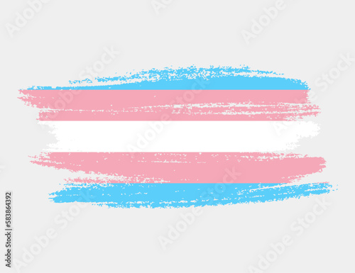 Transgender Flag painted with brush on white background. LGBT rights concept. Modern pride parades poster. Vector illustration