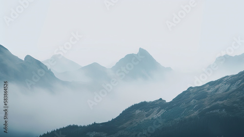 mountains in the fog - generative ai