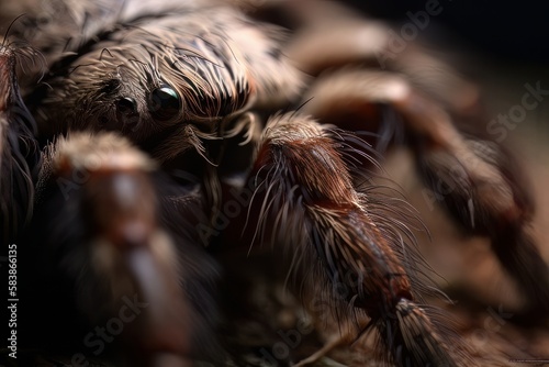 Fuzzy tarantula, above perspective Generative AI