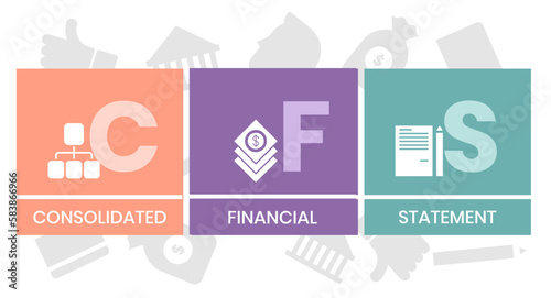 CFS - Consolidated Financial Statement acronym. business concept background. vector illustration concept with keywords and icons. lettering illustration with icons for web banner, flyer